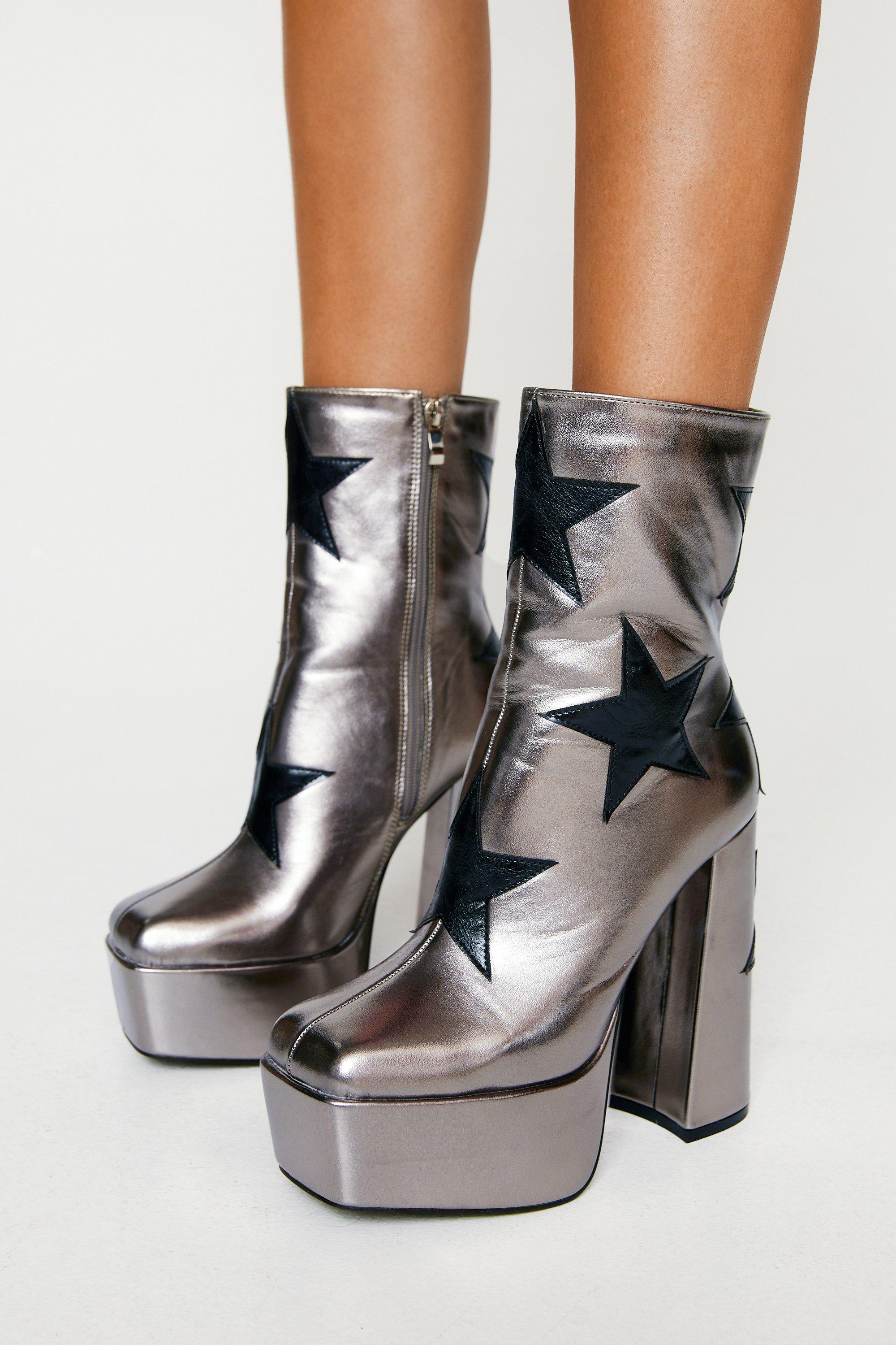 Black ankle outlet boots with stars